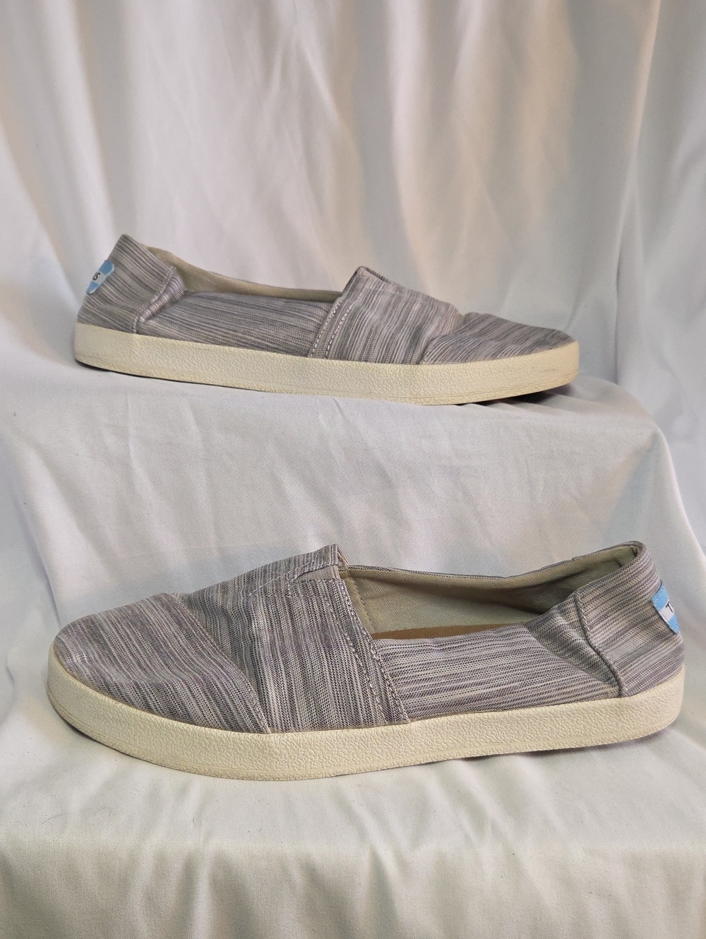 TOMS Avalon Drizzle Grey Micro Crosshatch Slip On Sneakers - Women's 8.5